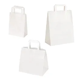 Sacs kraft blanc poignées plates